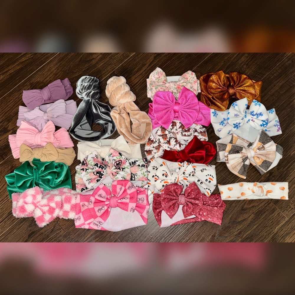 Colorful baby bows/Headband/wrap Bundle